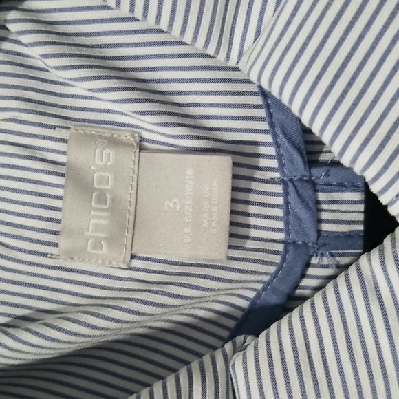 Chico's Striped Snap Blazer, Sz 3 - Picture 5 of 8